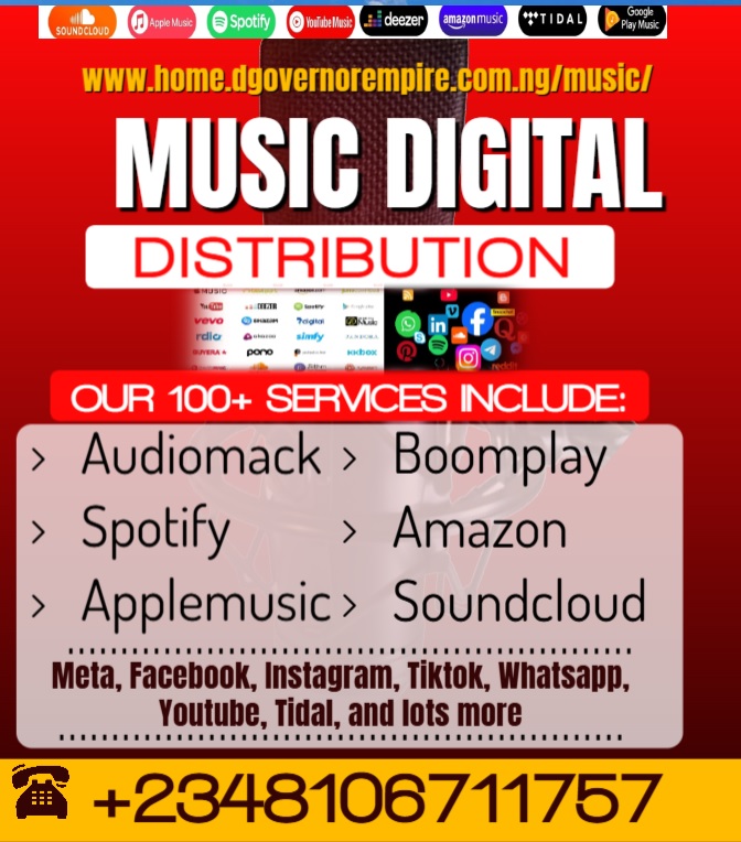Distribute your Music to all Digital Streaming Platforms including Social Platforms